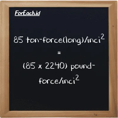 85 ton-force(long)/inci<sup>2</sup> setara dengan 190400 pound-force/inci<sup>2</sup> (85 LT f/in<sup>2</sup> setara dengan 190400 lbf/in<sup>2</sup>)